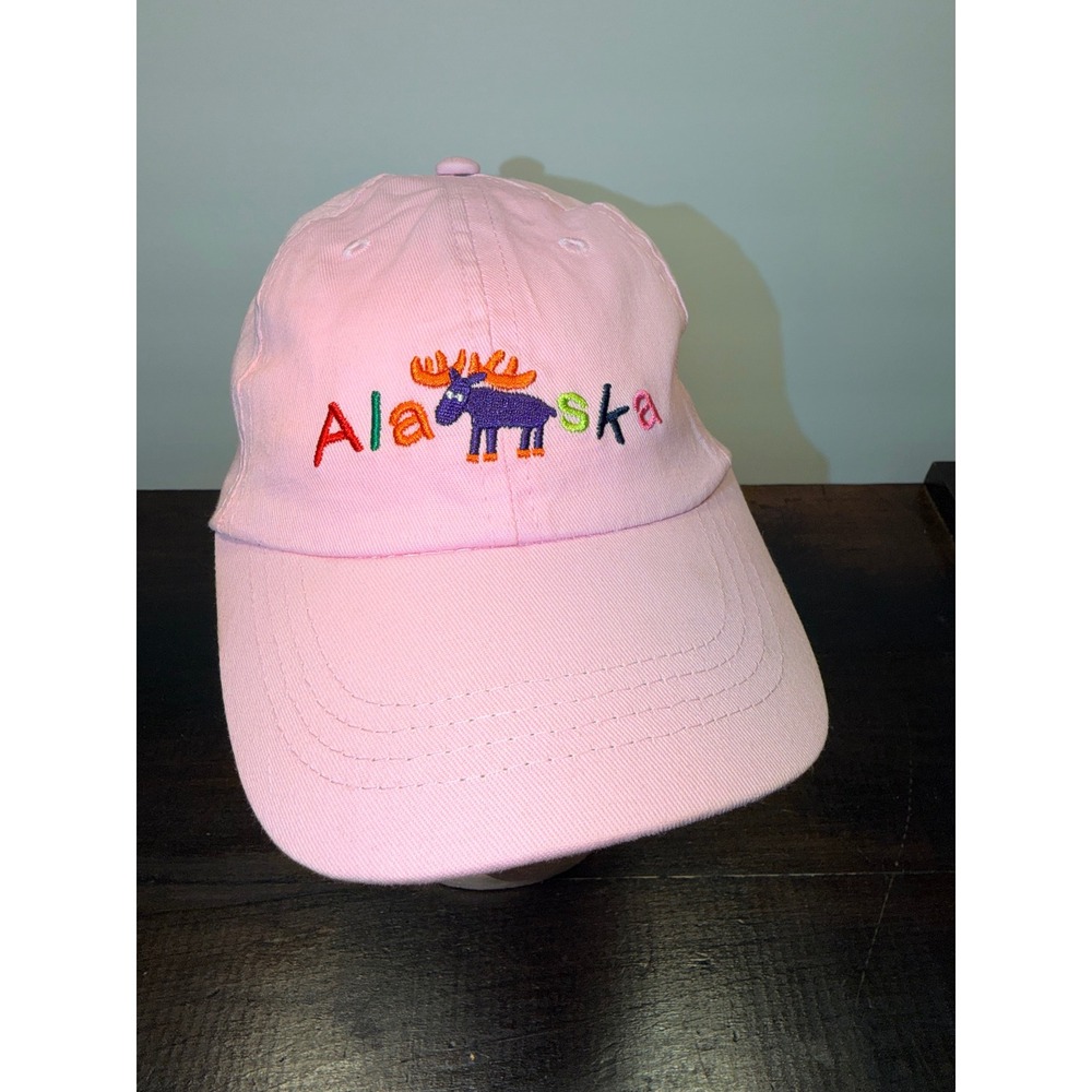 Alaska Outpost Kids‎ Pink Baseball Cap Embroidered Moose and Mountains OSFM